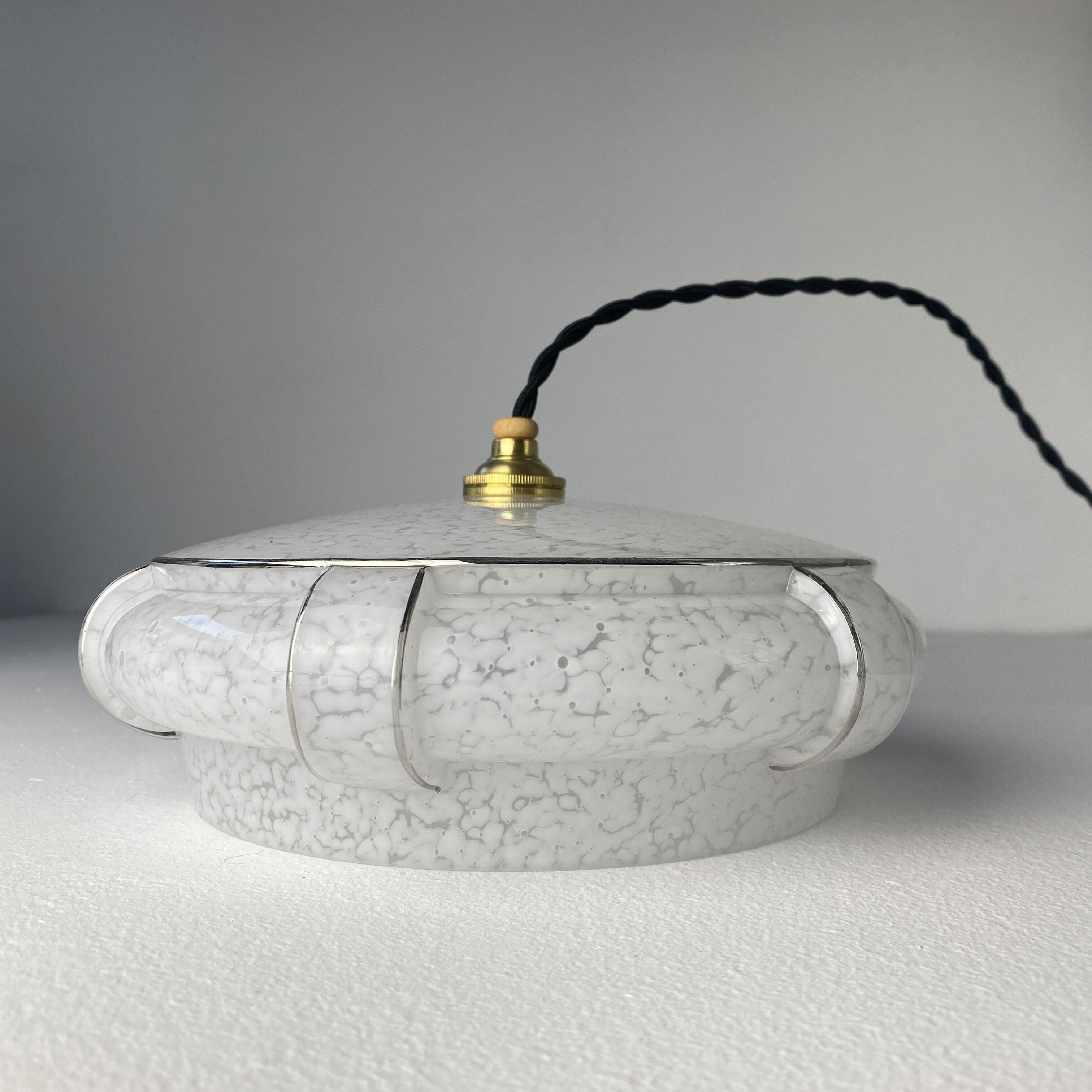 Pair of glass pendant lamps from clichy