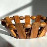 Vintage turned wooden table basket