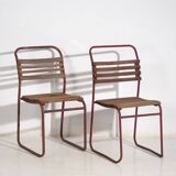 Antique red garden chairs (c.1920). Set of 2 pieces no. 16