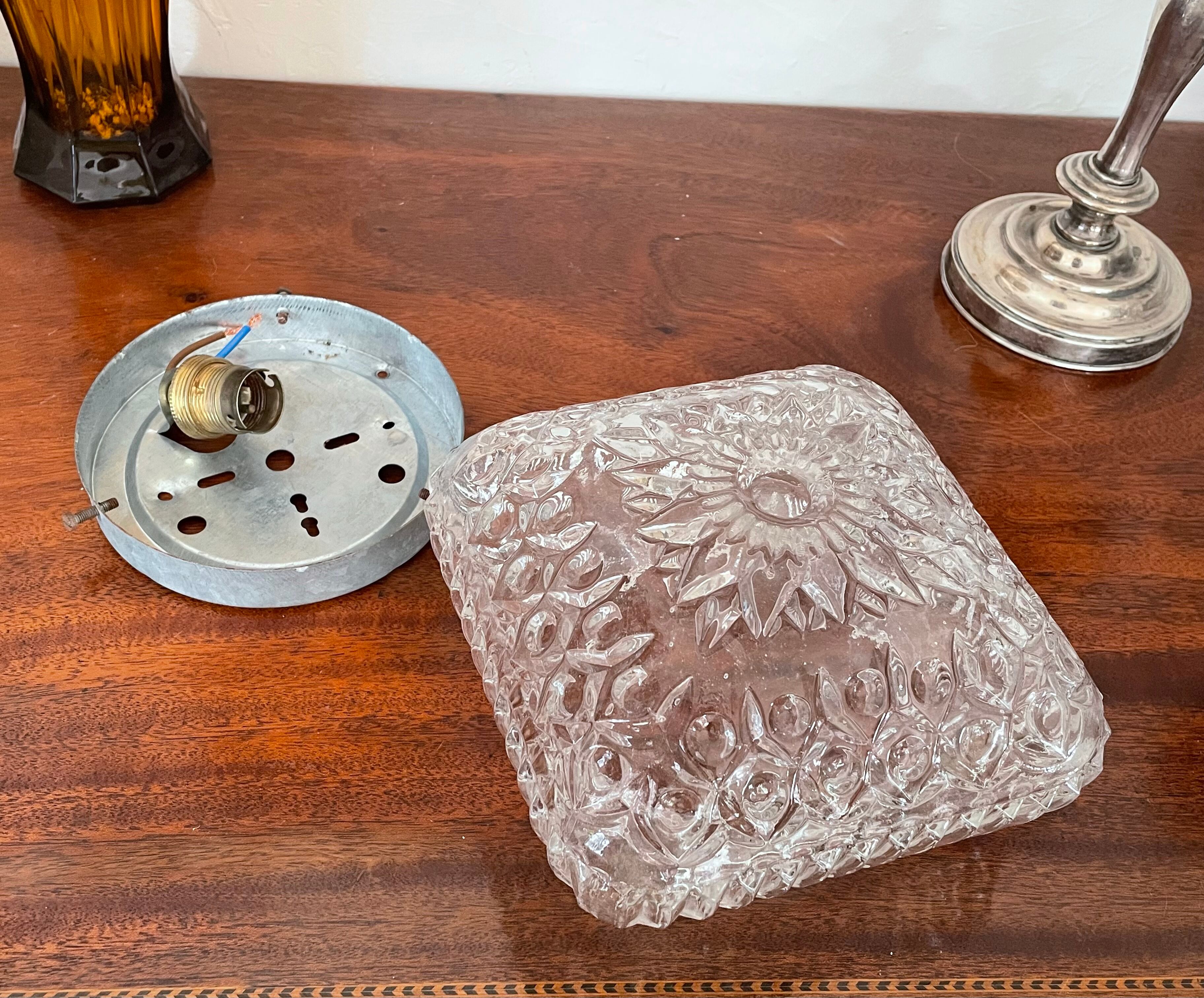 Vintage molded glass ceiling lamp