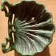 Antique enamelled cast iron soap dish in the shape of a shell (fir green)
