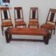 chaises et banc en palissandre massif vintage