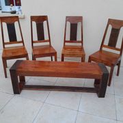 Vintage solid rosewood chairs and bench