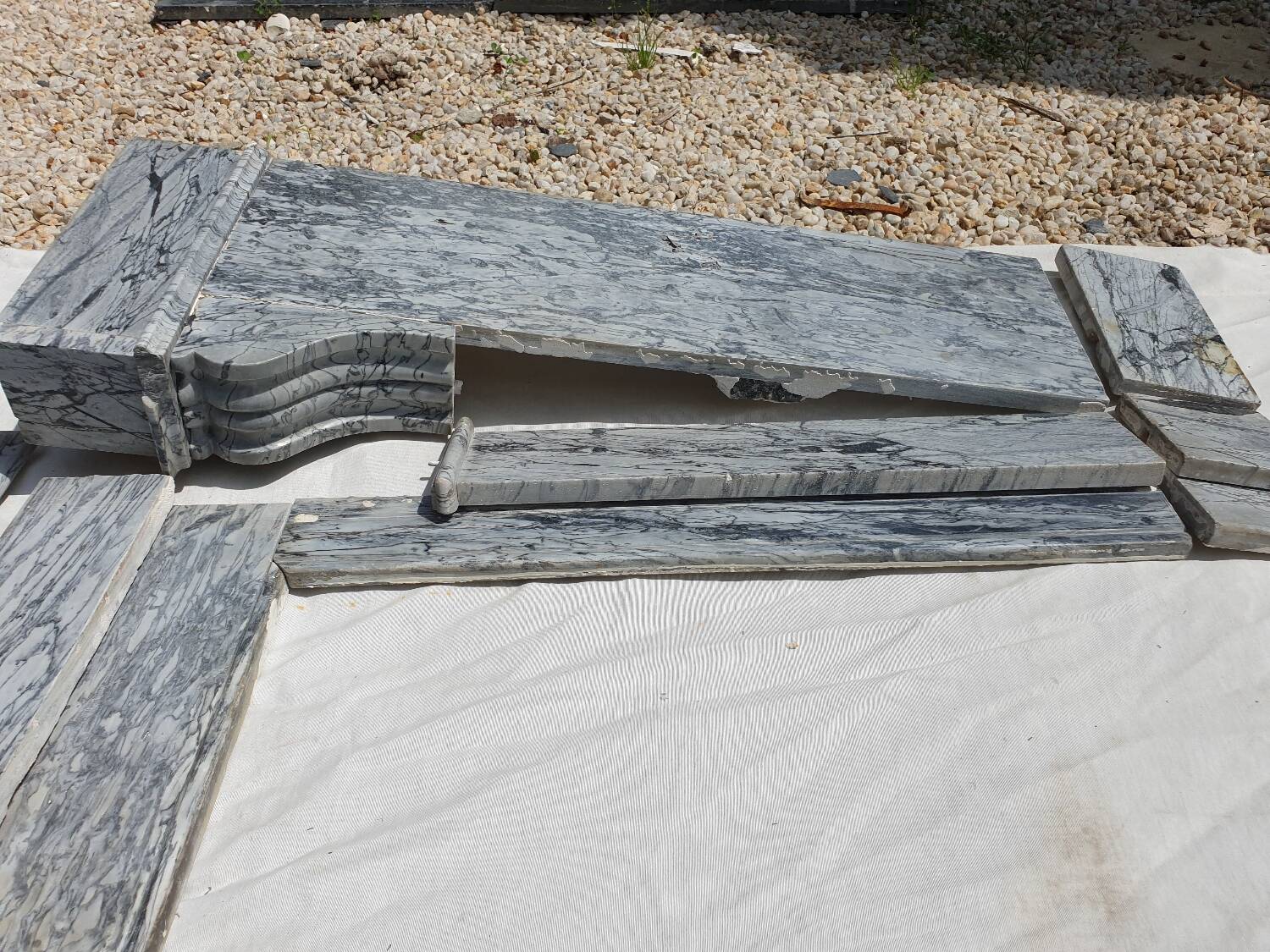 Napoleon III marble fireplace with modillions