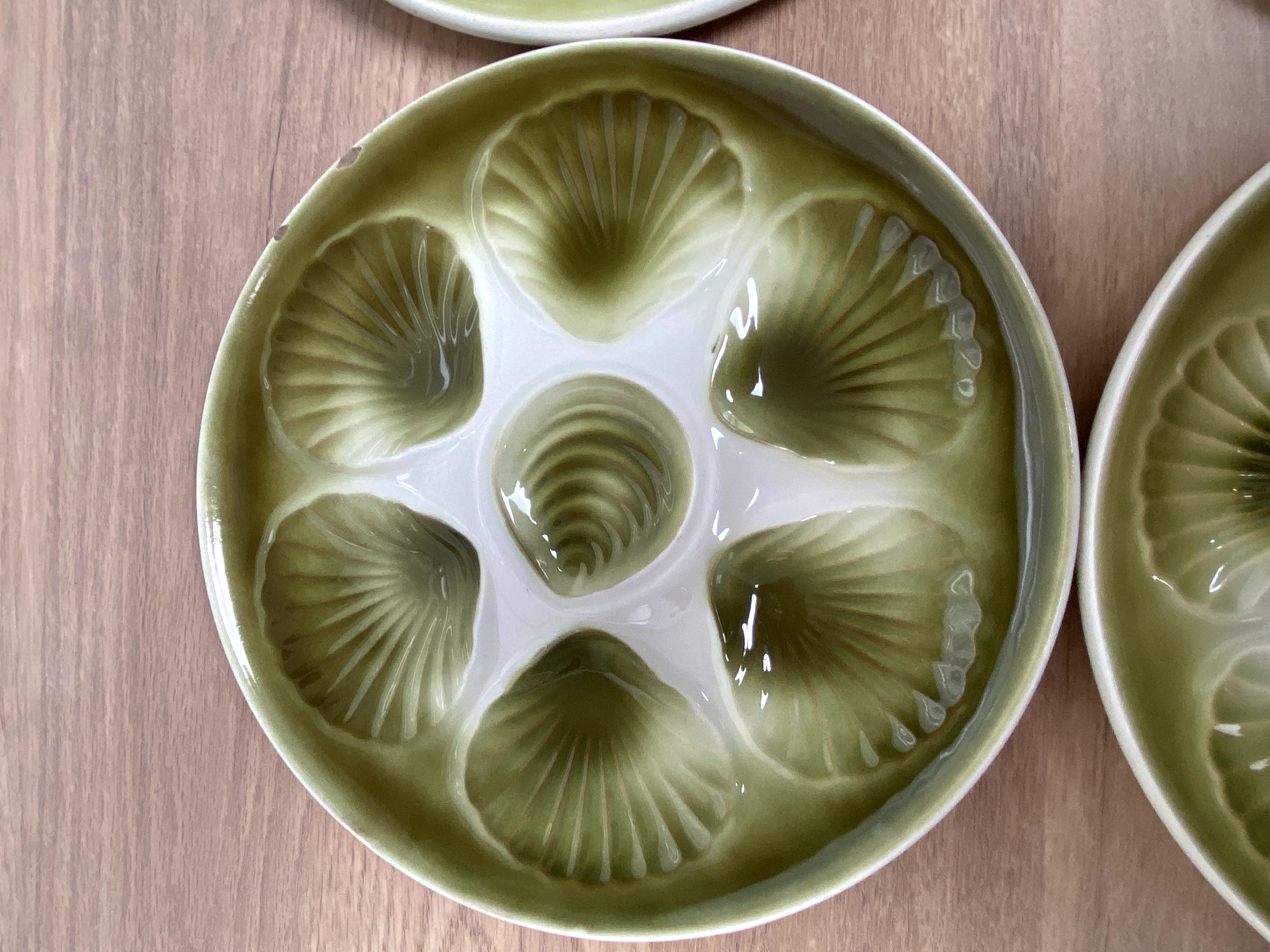 Set of 6 oyster plates in Earthenware Mill of Wolves