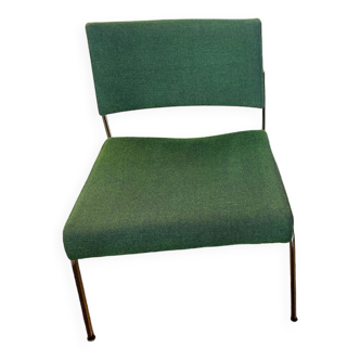 Vintage chrome armchair and green tweed fabric