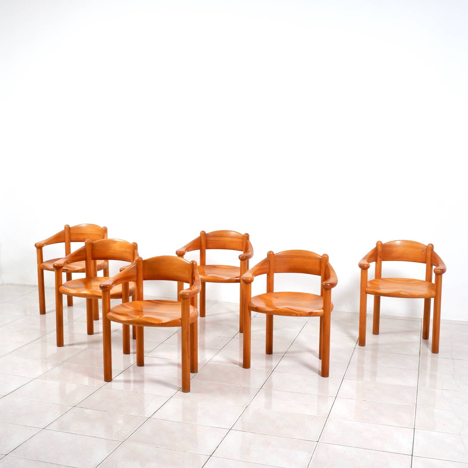 Set of 6 solid pinewood armchairs by Rainer Daumiller for Hirtshals Sawmill