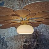 Old suspension vintage globe and petals in linen and rattan