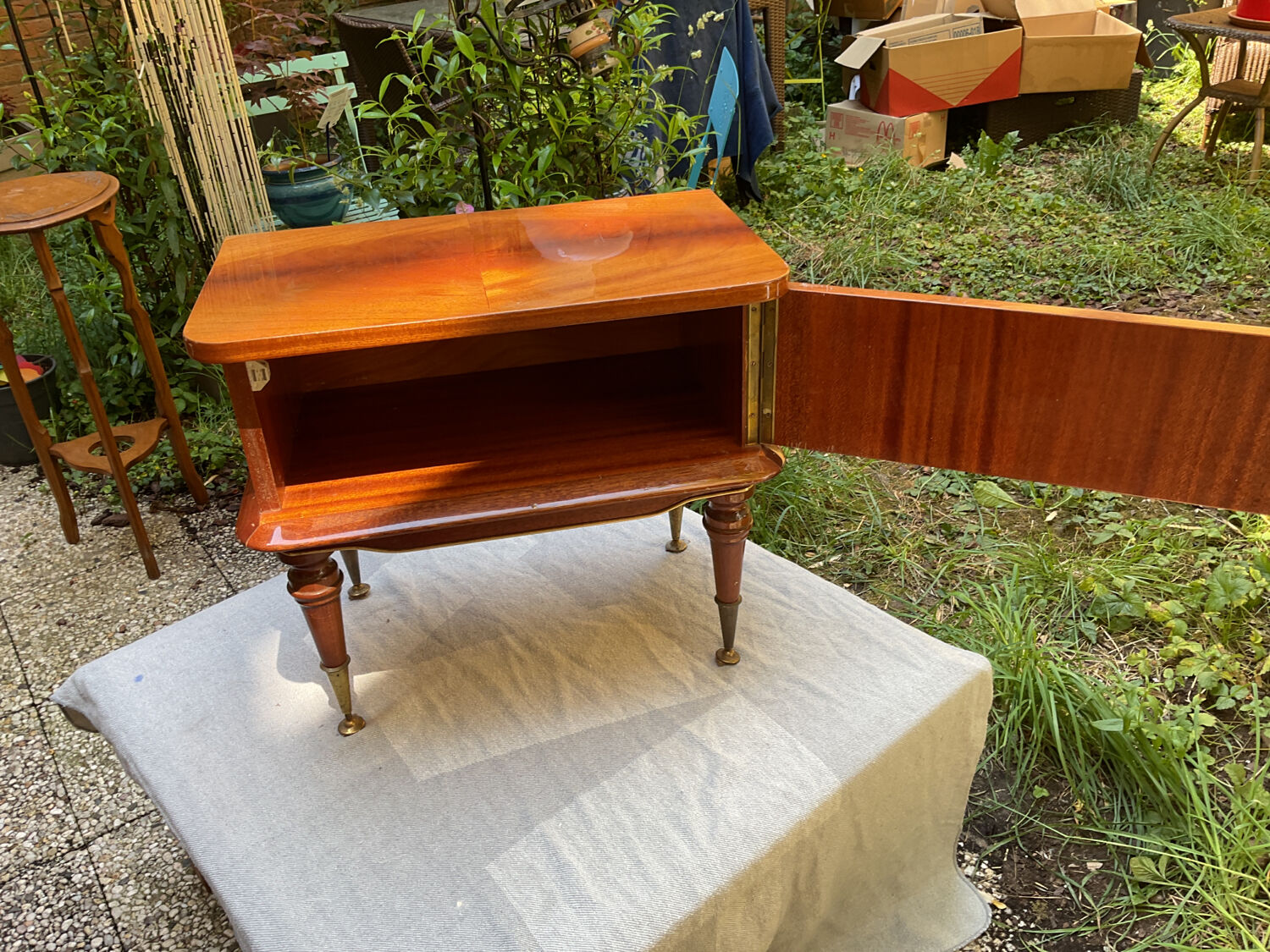 Table de nuit bois vernis vintage