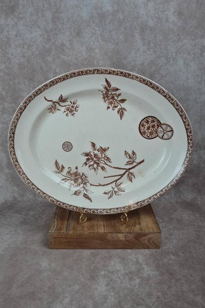 Large antique oval dish 🌿 Ironstone – Grand Dépôt Paris – 19th century