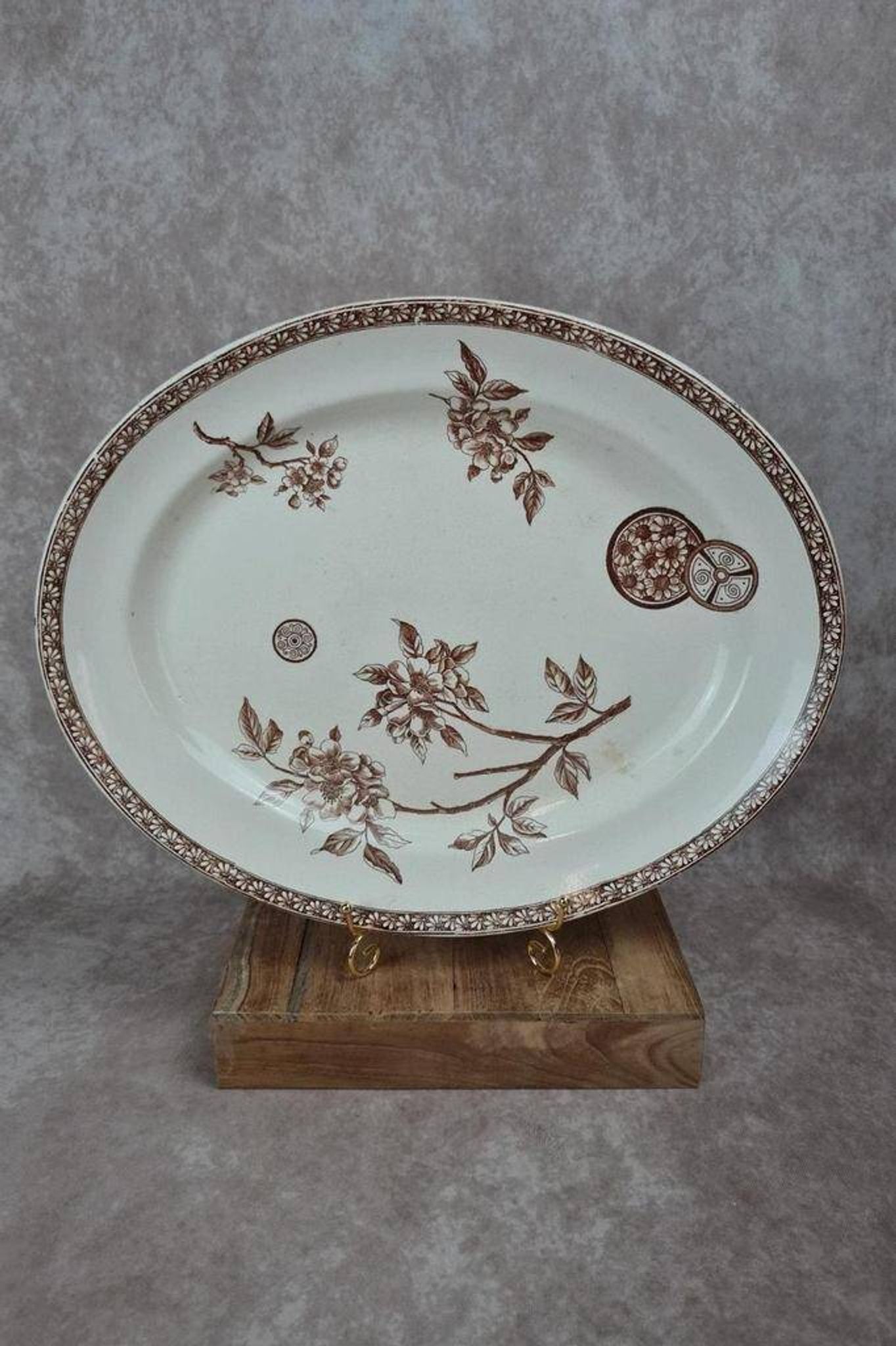 Large antique oval dish 🌿 Ironstone – Grand Dépôt Paris – 19th century