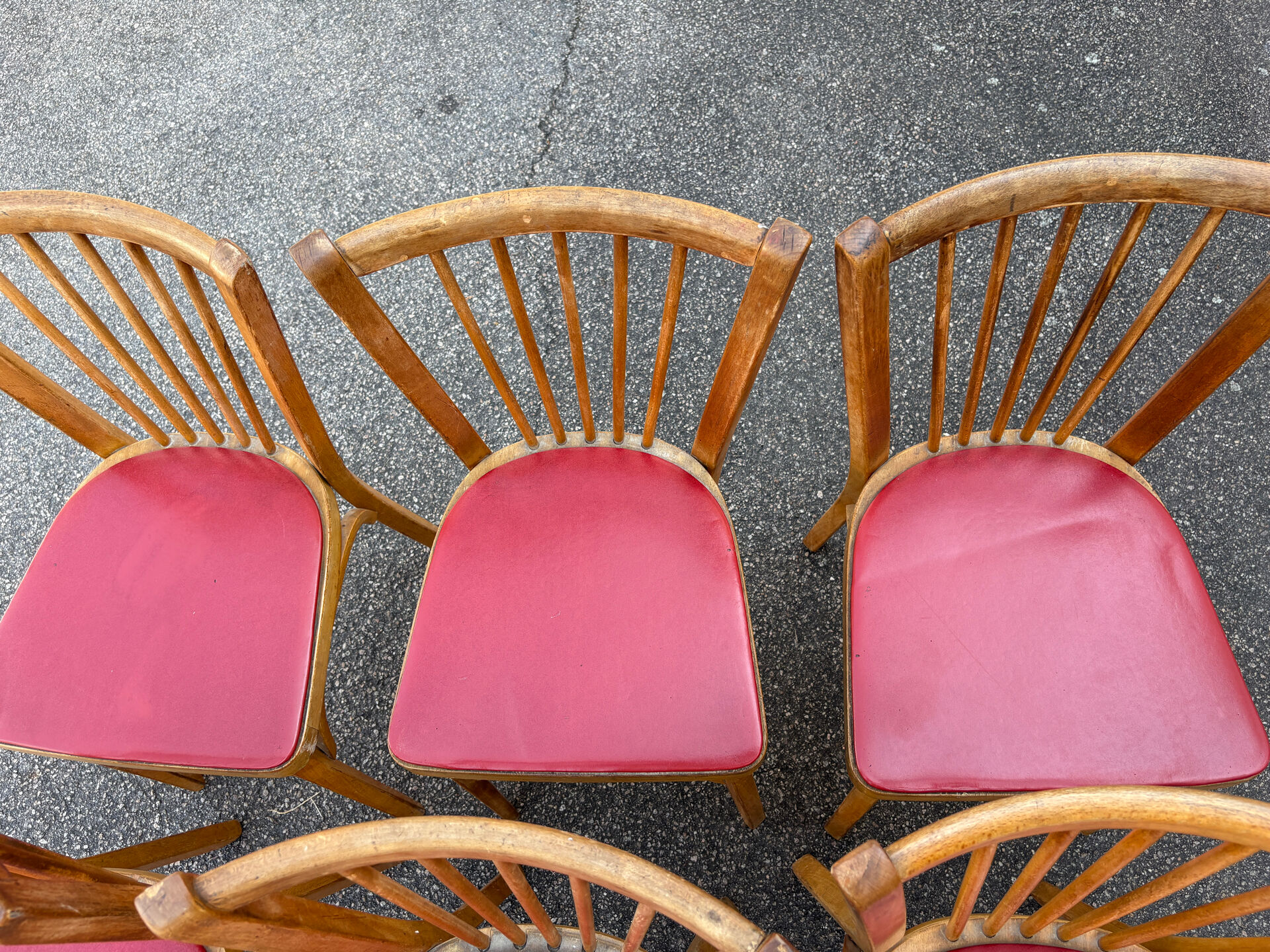 6 chaises baumann bistrot simili rouge