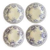 Set of 4 dessert plates Creil & Montereau Bouquets • Antique earthenware