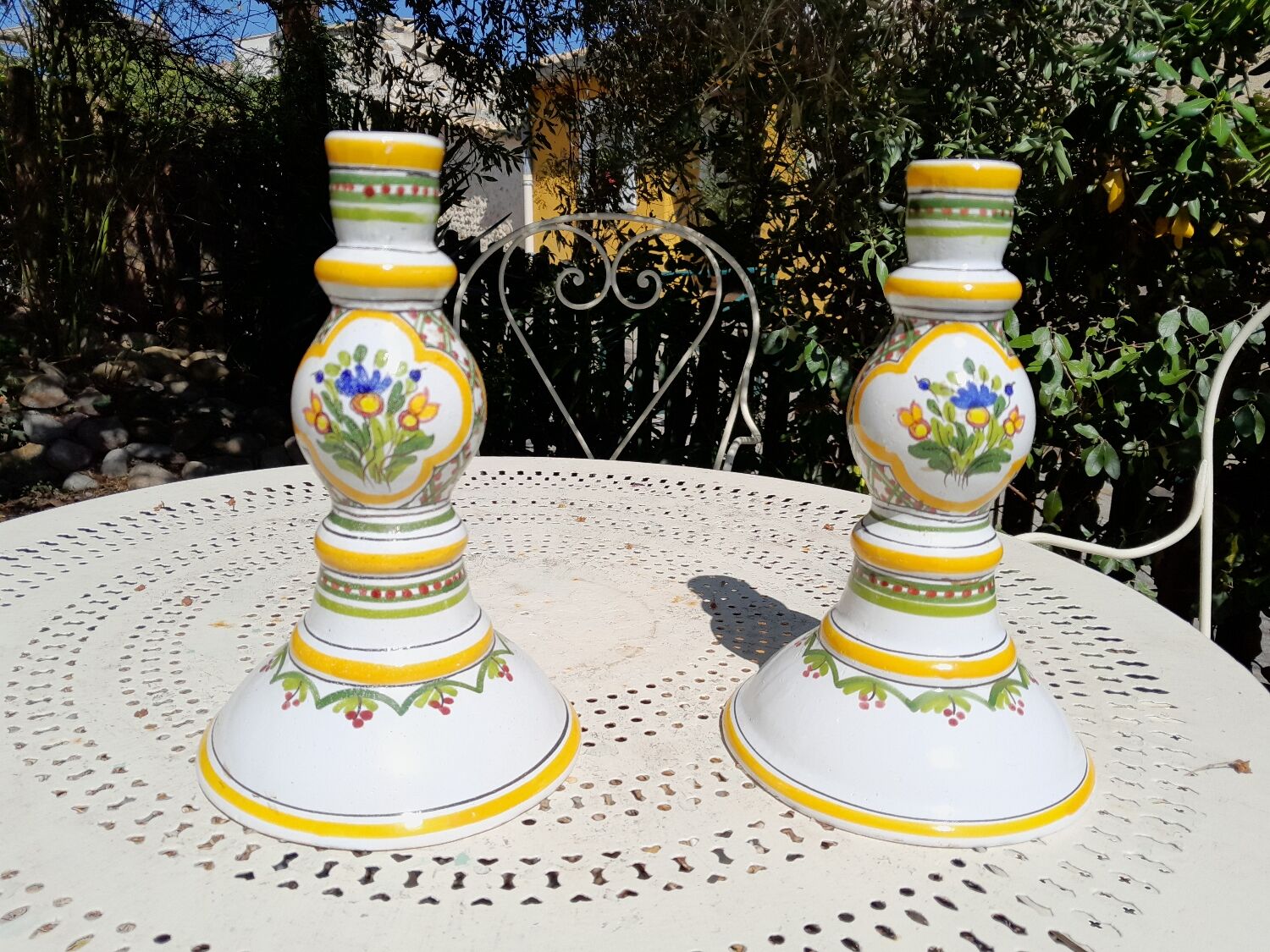 Pair of ceramic candlesticks