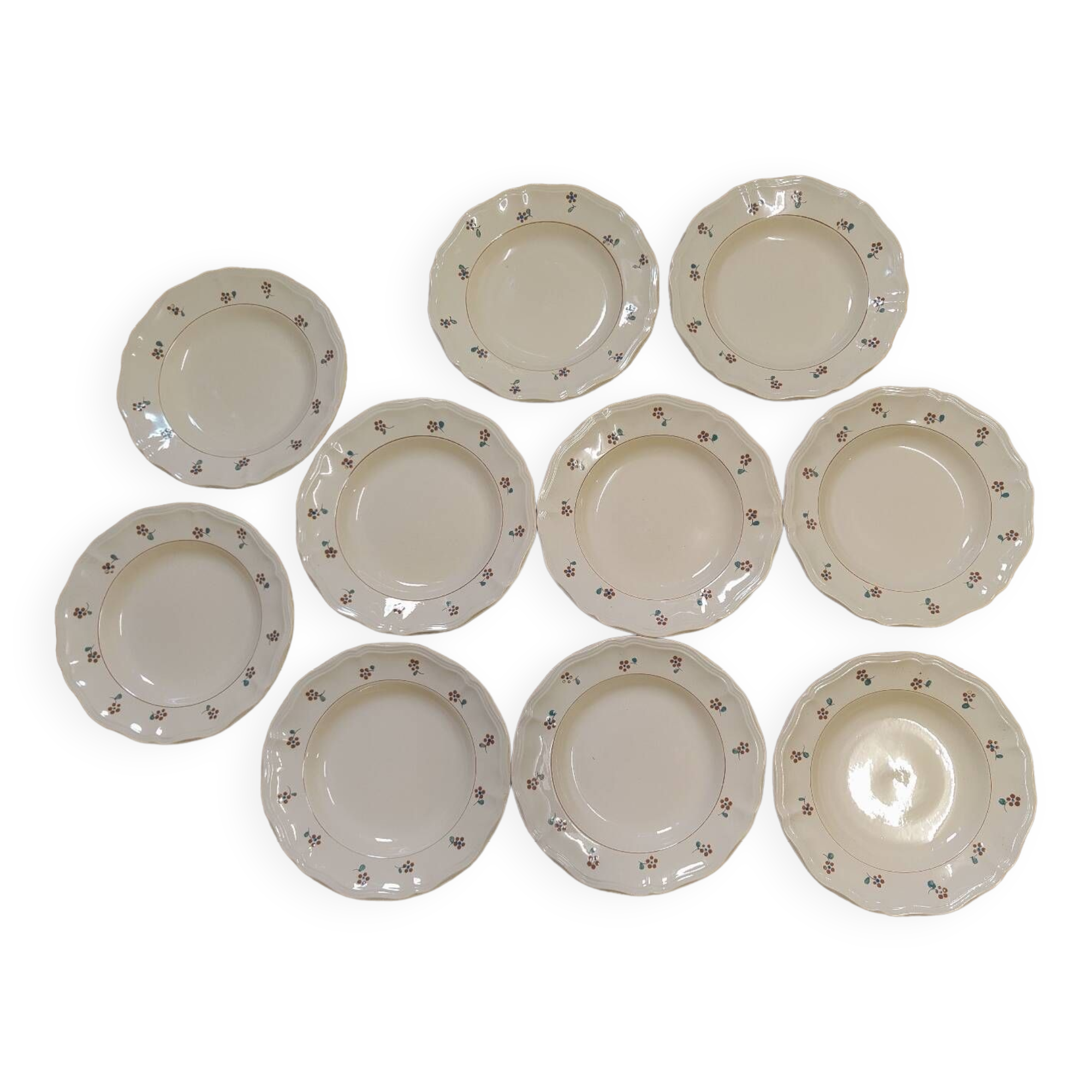 Set of 10 plates + 10 soup plates Arromanches Sarreguemines model