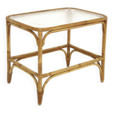 Table basse scandinave en verre et en rotin, Suède, 1960