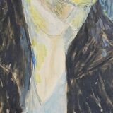 Tableau portrait sur toile d'une Dame slave 61 X 50 cm