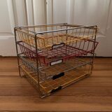 Metal desk shelf with sliding compartment, German-made Scharzwald brand, 1950s