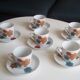 Set de 6 tasses et sous tasses porcelaine années 70