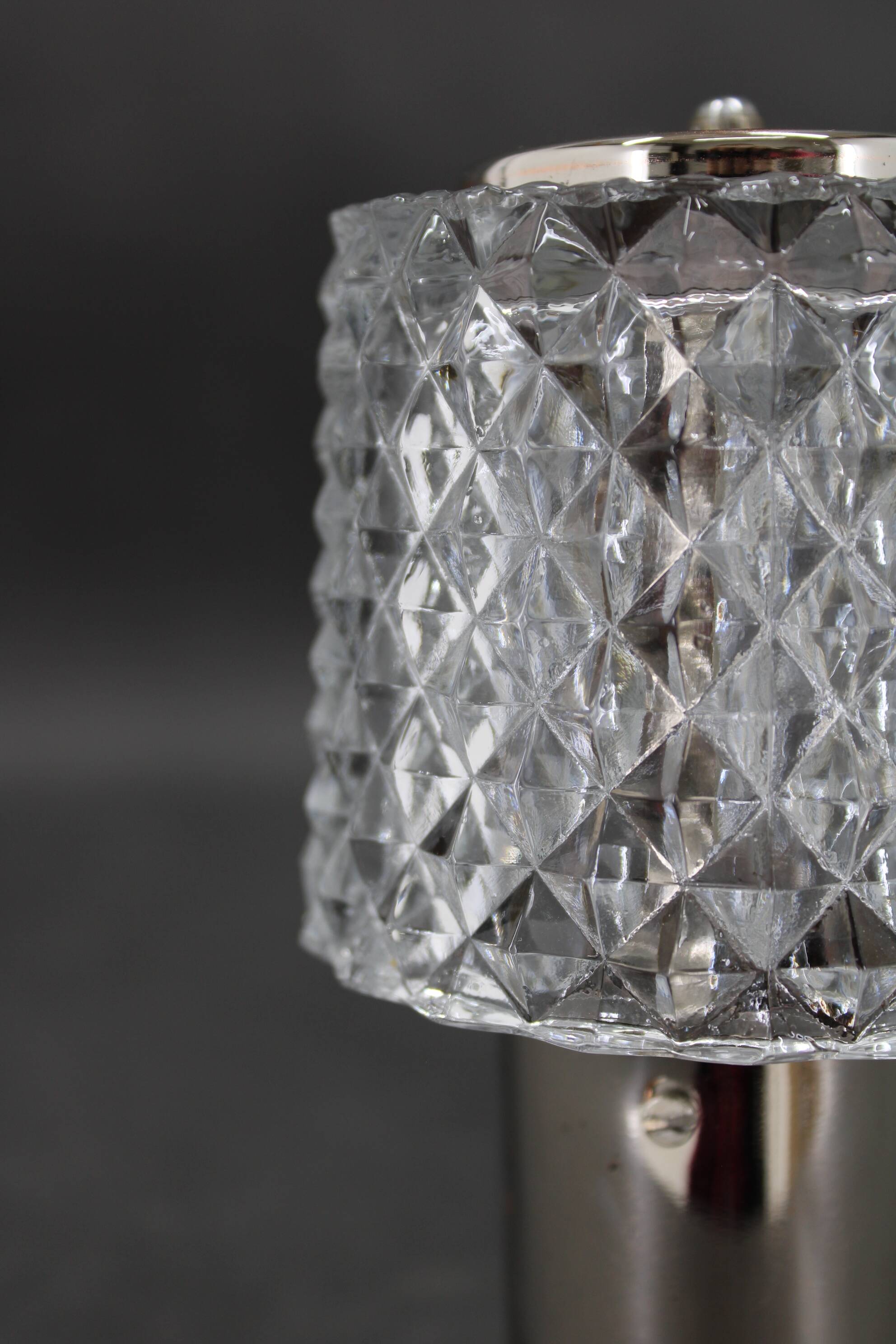 1970s Pair of Nightstands Glass Lamps by Kamenicky Senov, Czechoslovakia