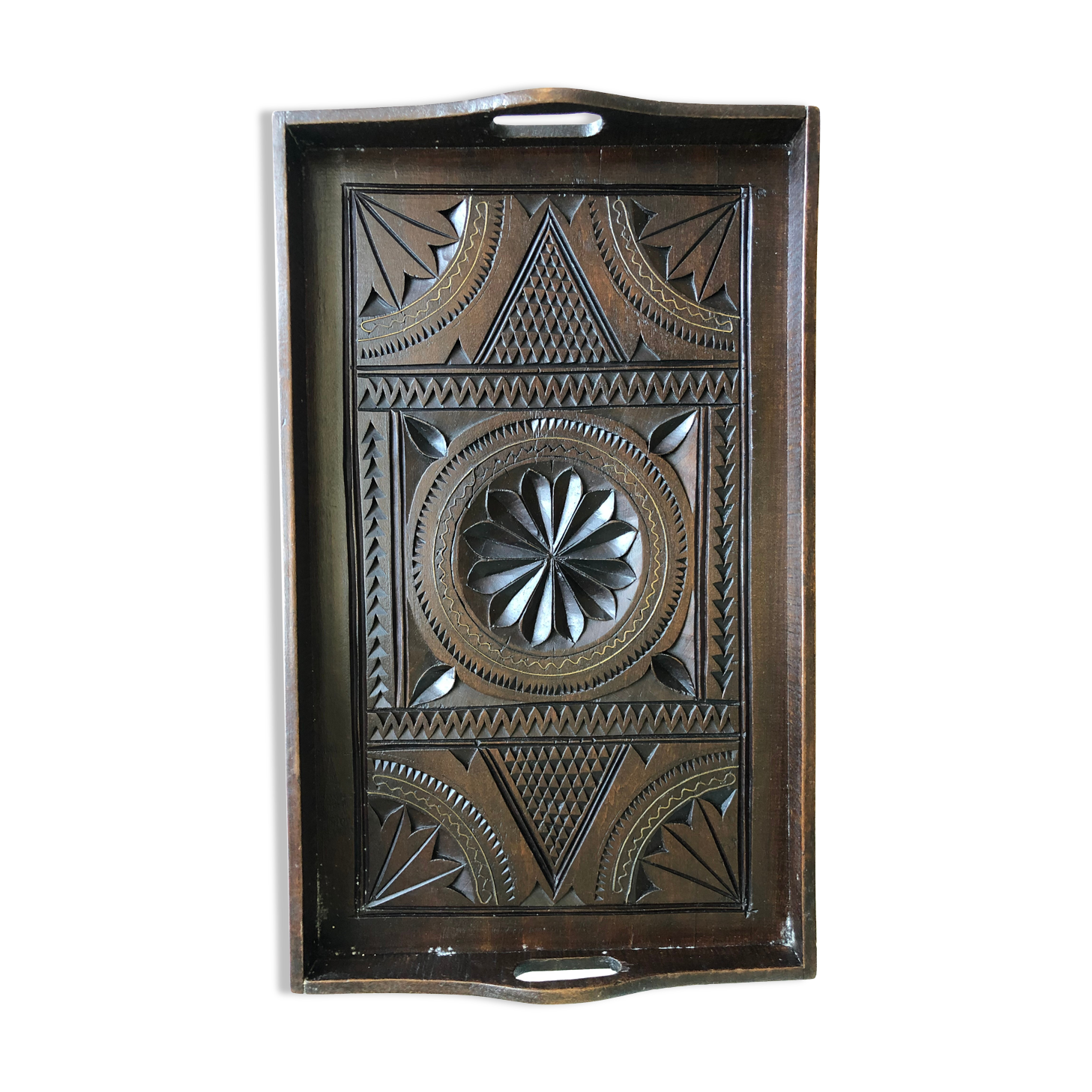 Carved wooden tray