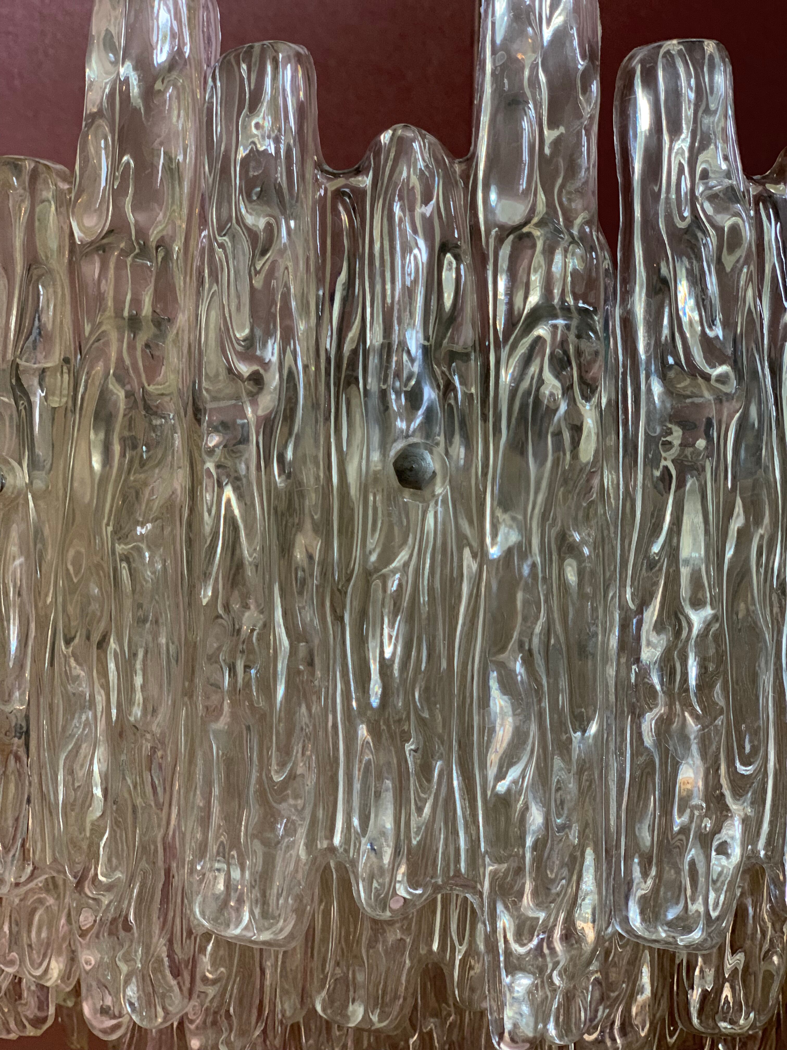 Midcentury ice glass plexi chandelier by kalmar