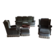 Living room set consisting of 1 three-seater sofa, 2 armchairs, and 2 footrests.