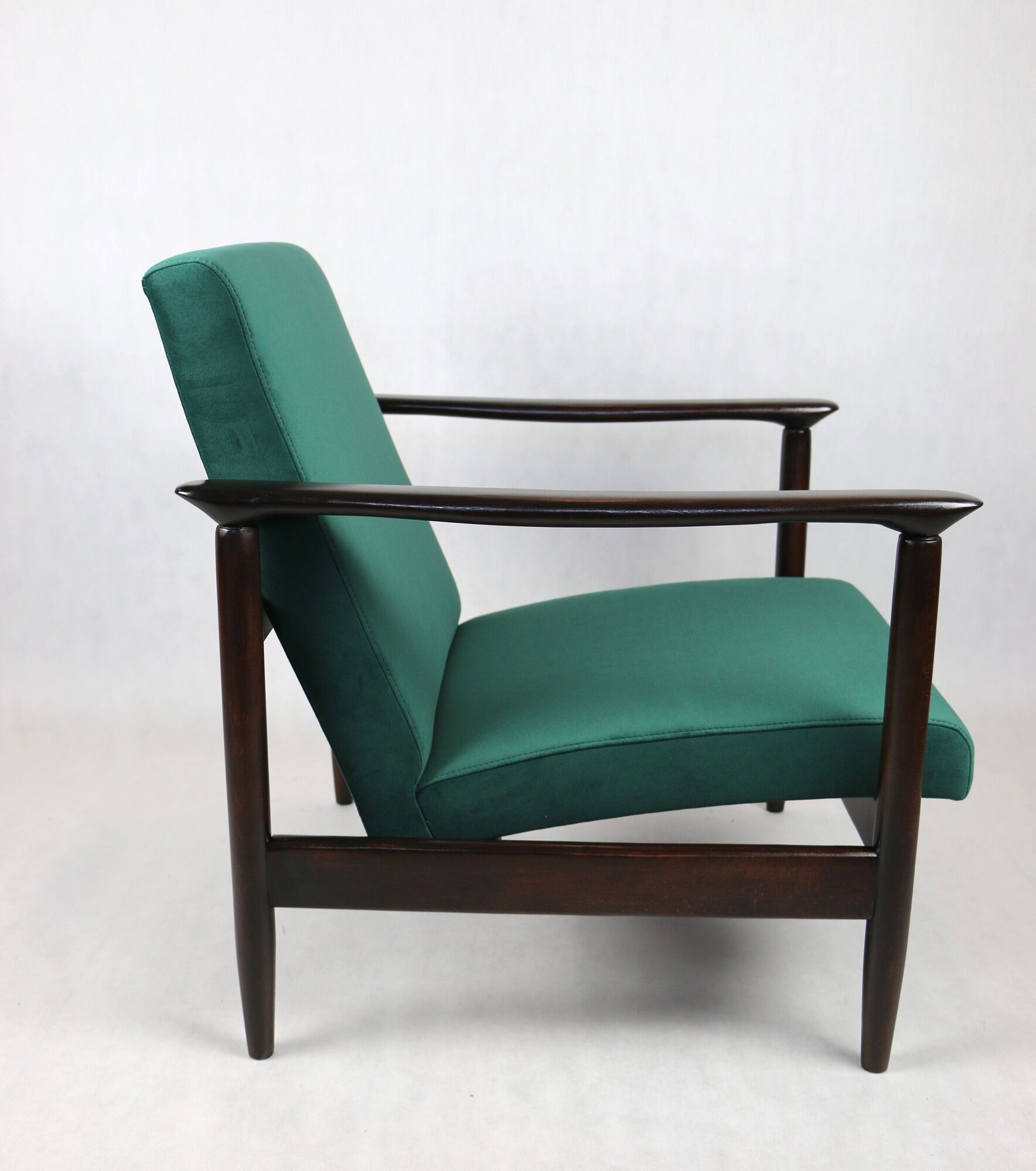 Green velvet GFM-142 Armchair by Edmund Homa, 1970s
