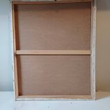 Mirror in whitewashed wood on painted canvas