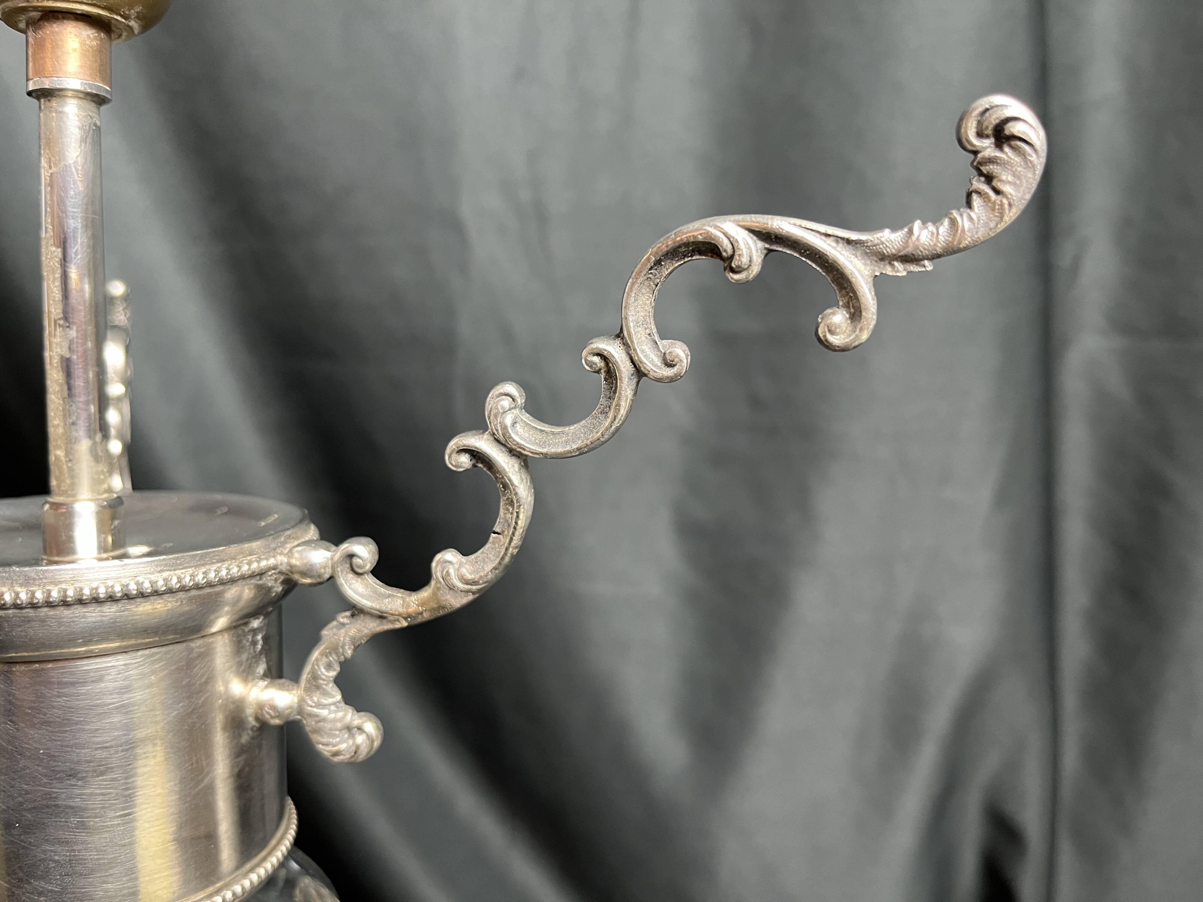 20th century crystal lamp with silver metal frame