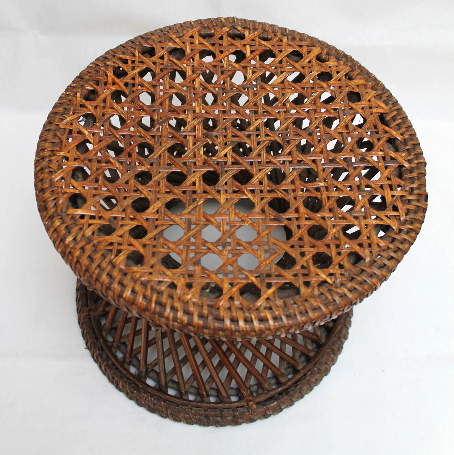 Stools tam-tam in rattan and wicker of the 1970s
