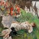 Painting of a sleeping woman with her dog, 20th century