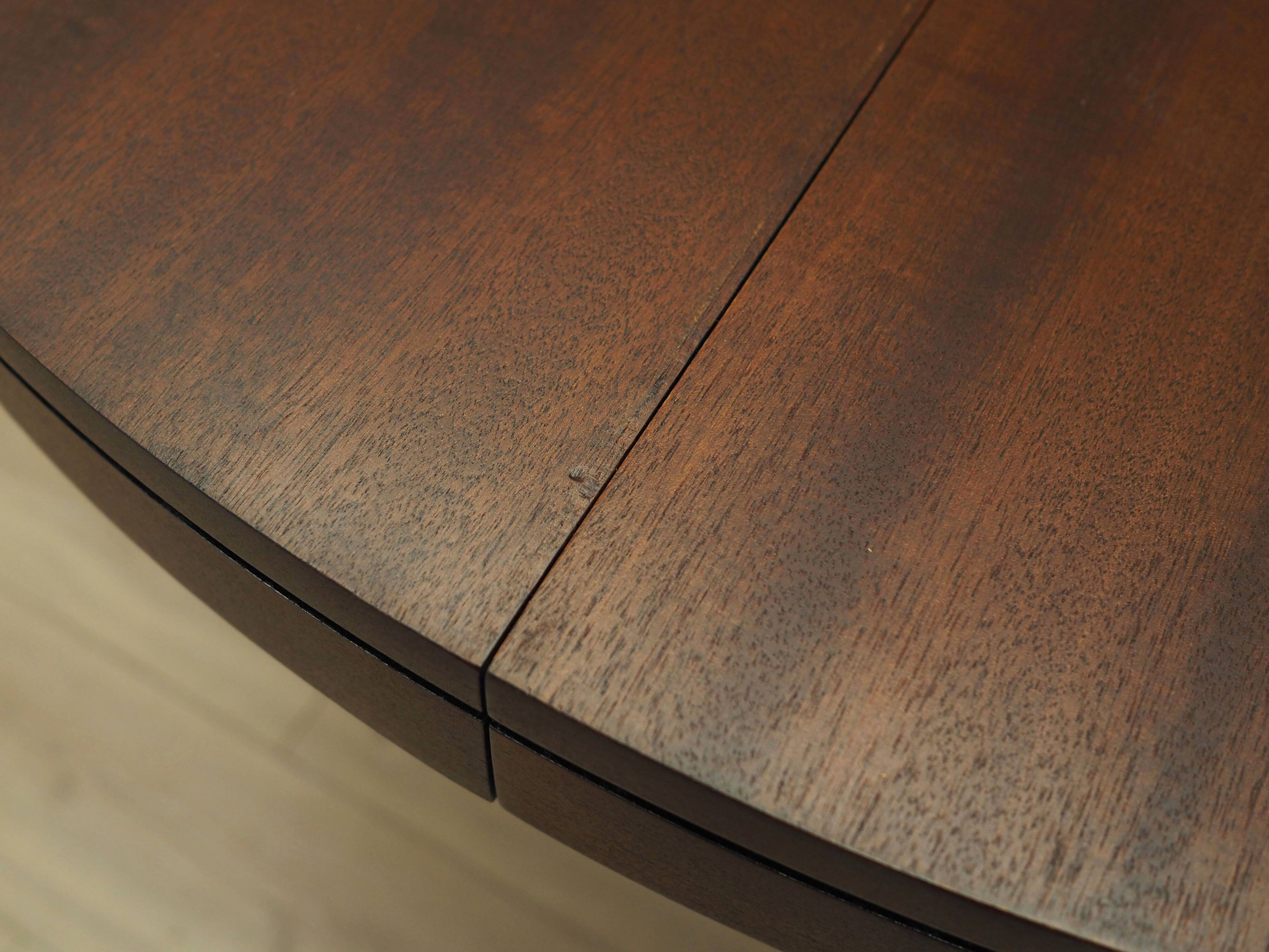 Round mahogany table, Italian design, 1970s, production: Italy