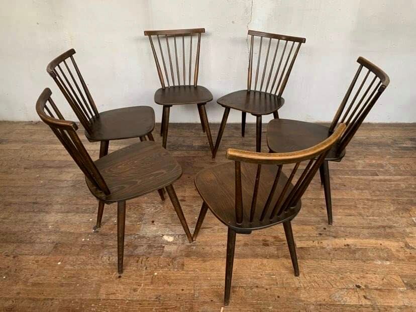 Series of 6 chairs bistro Baumann Model Menuet from the 1960s