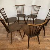 Series of 6 chairs bistro Baumann Model Menuet from the 1960s