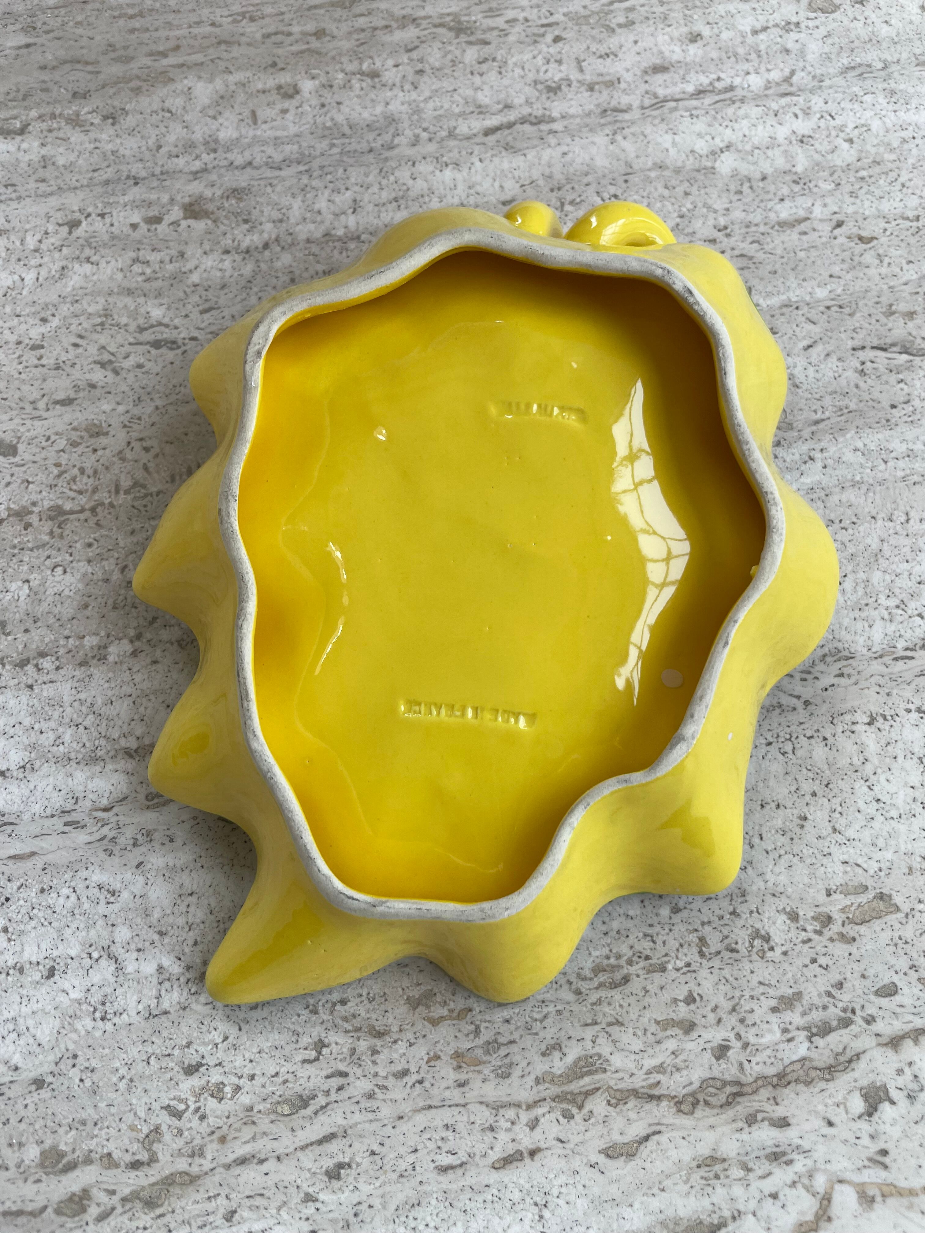 Ceramic yellow vallauris dish