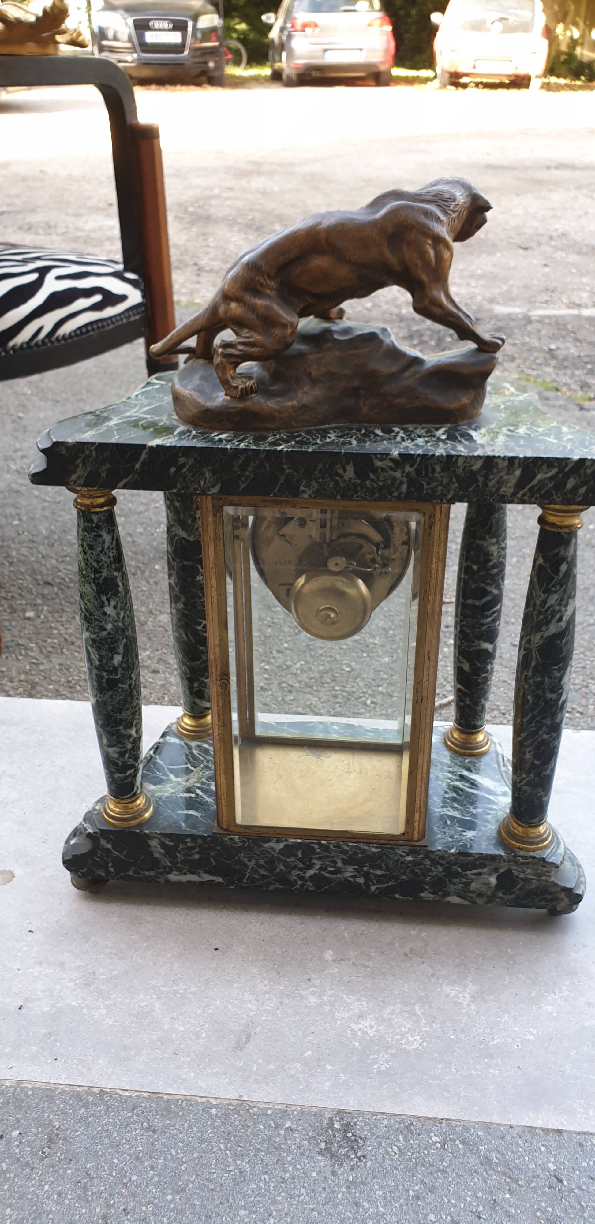 20th century bronze portico and cage clock signed cartier