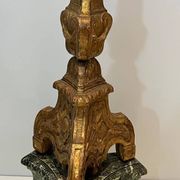 Large Gilded Carved Wooden Candelabrum on Patinated Base, French Work, v