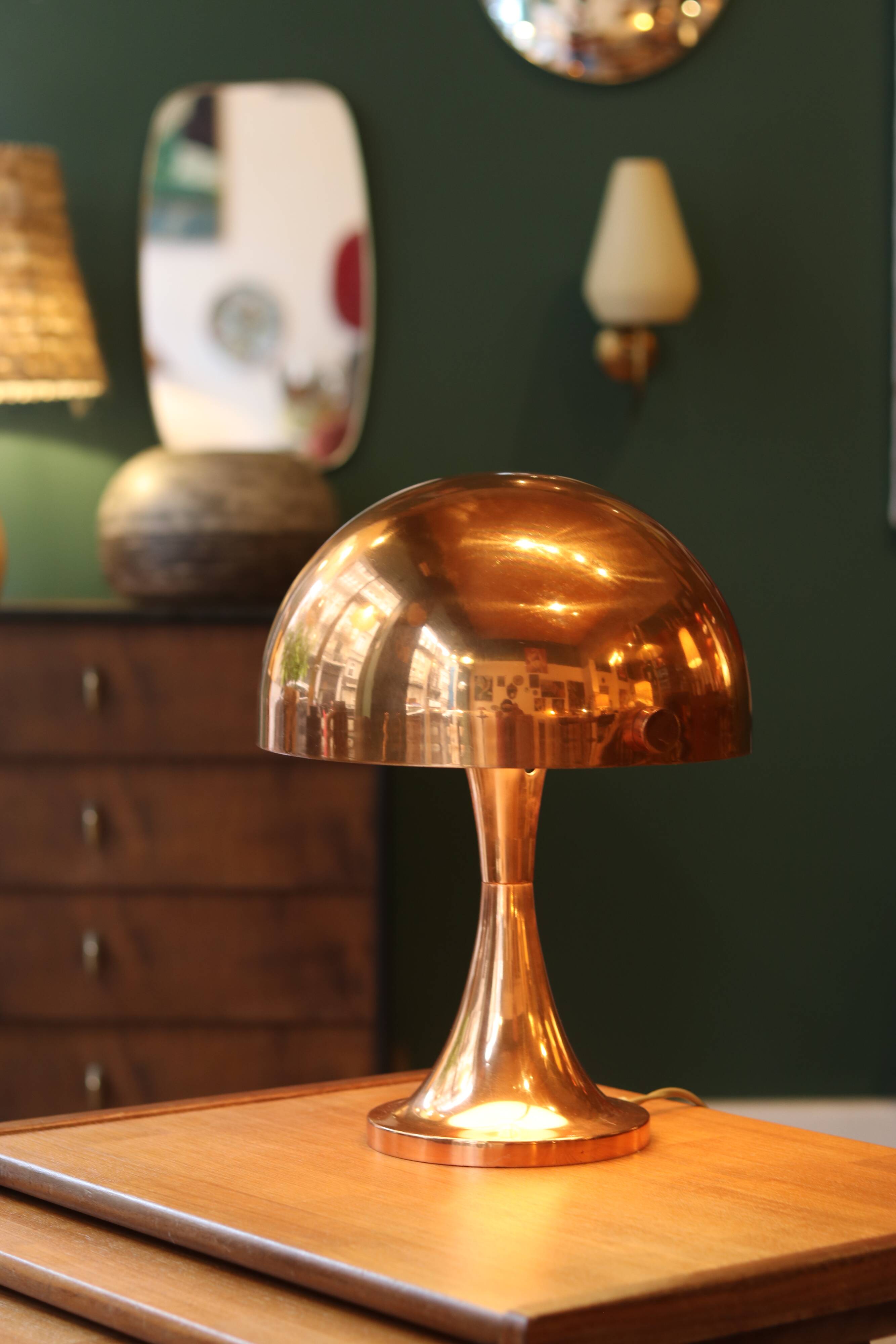 Lampe de table “champignon” Space Âge en métal cuivré, 1960