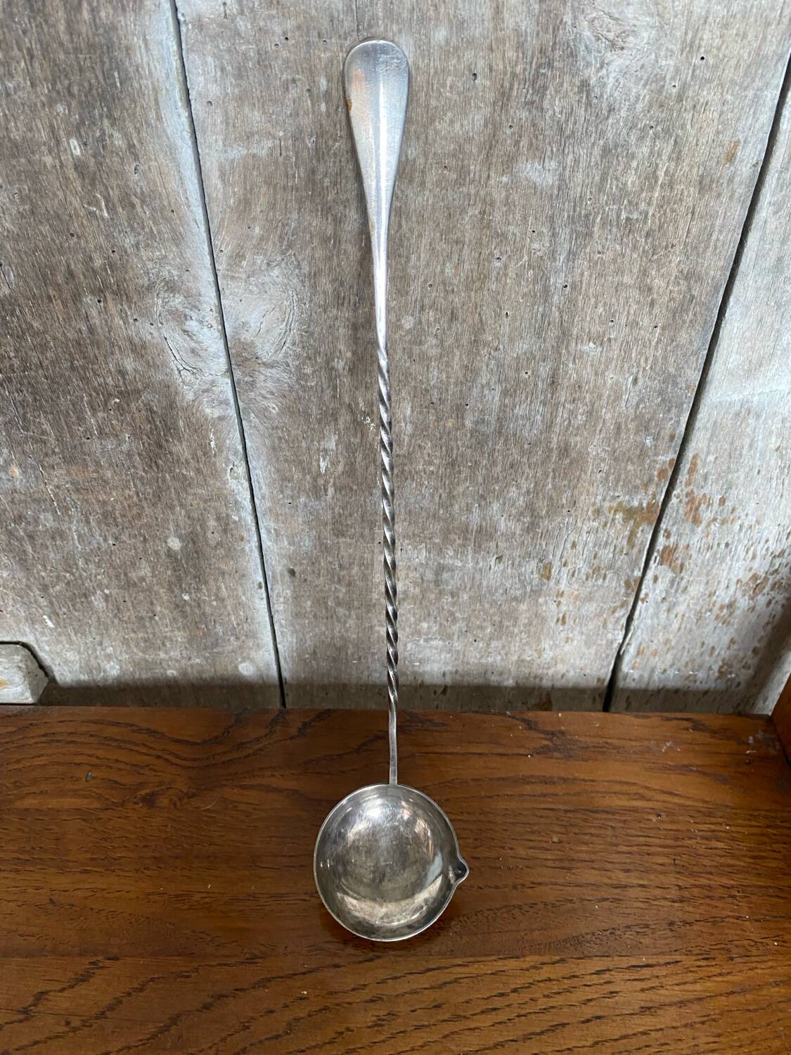 Old Punch Ladle Goldsmith Cailar Bayard Metal Silver Twisted Handle #B341