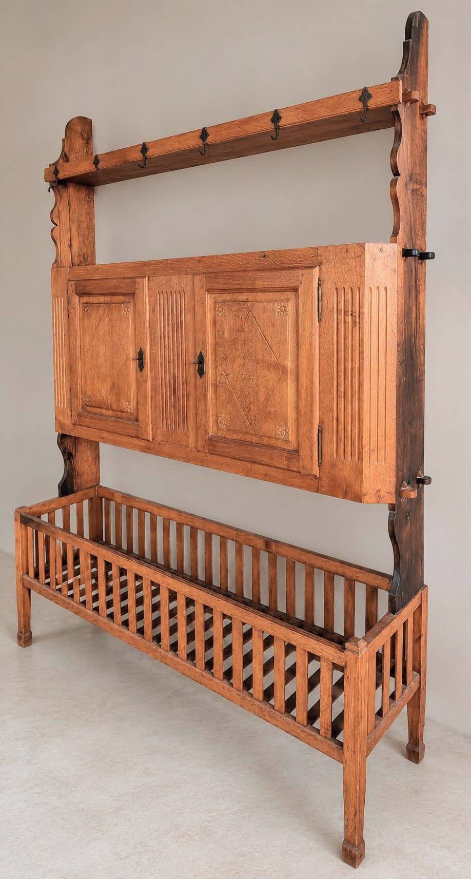 Two-body sideboard in solid oak – unique piece by a cabinetmaker – 1960s