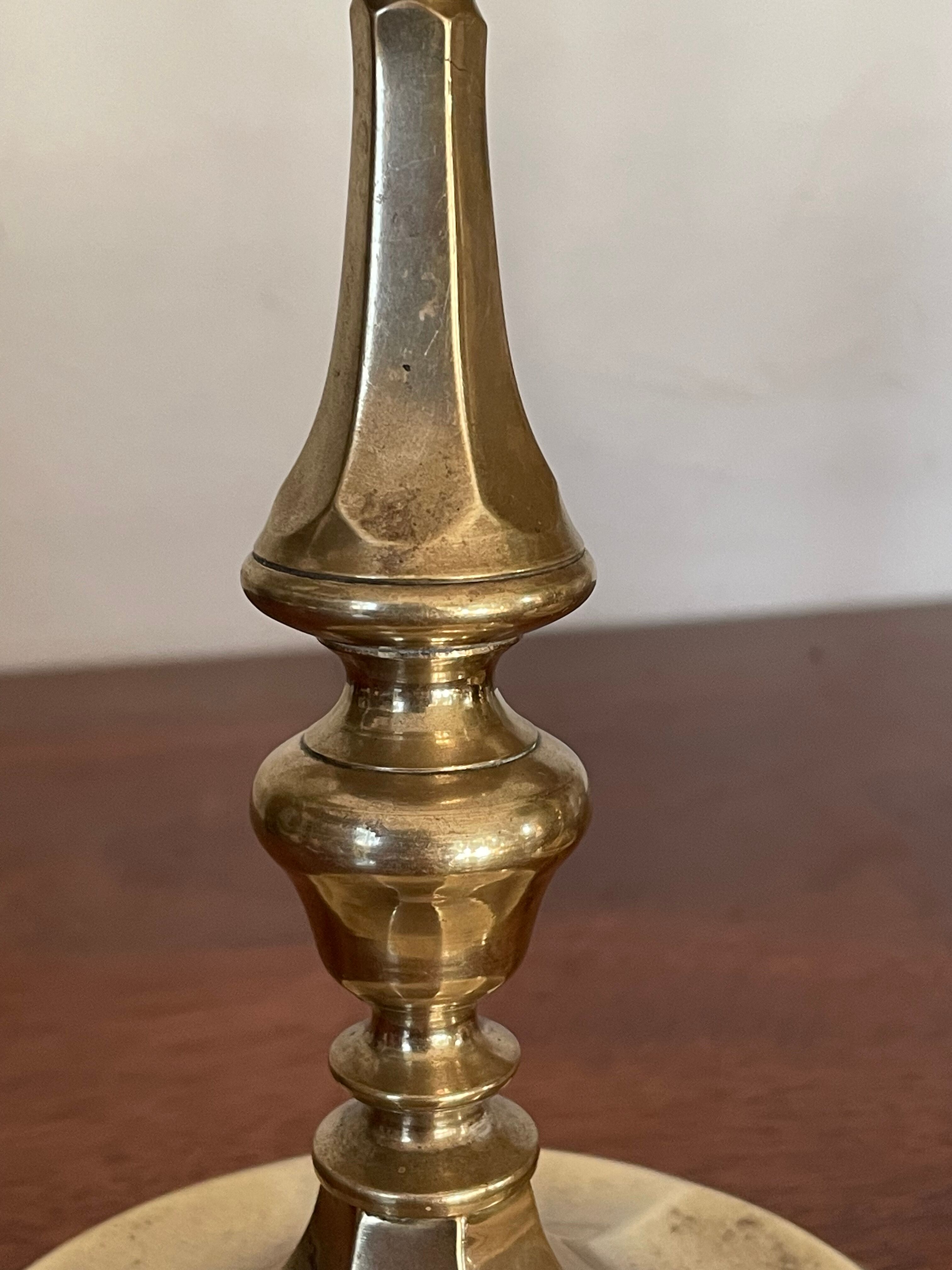 Pair of solid brass candle holders