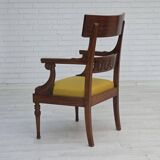 1920-30s, carved wood armchair, design after Georges Jacob, reupholstered.