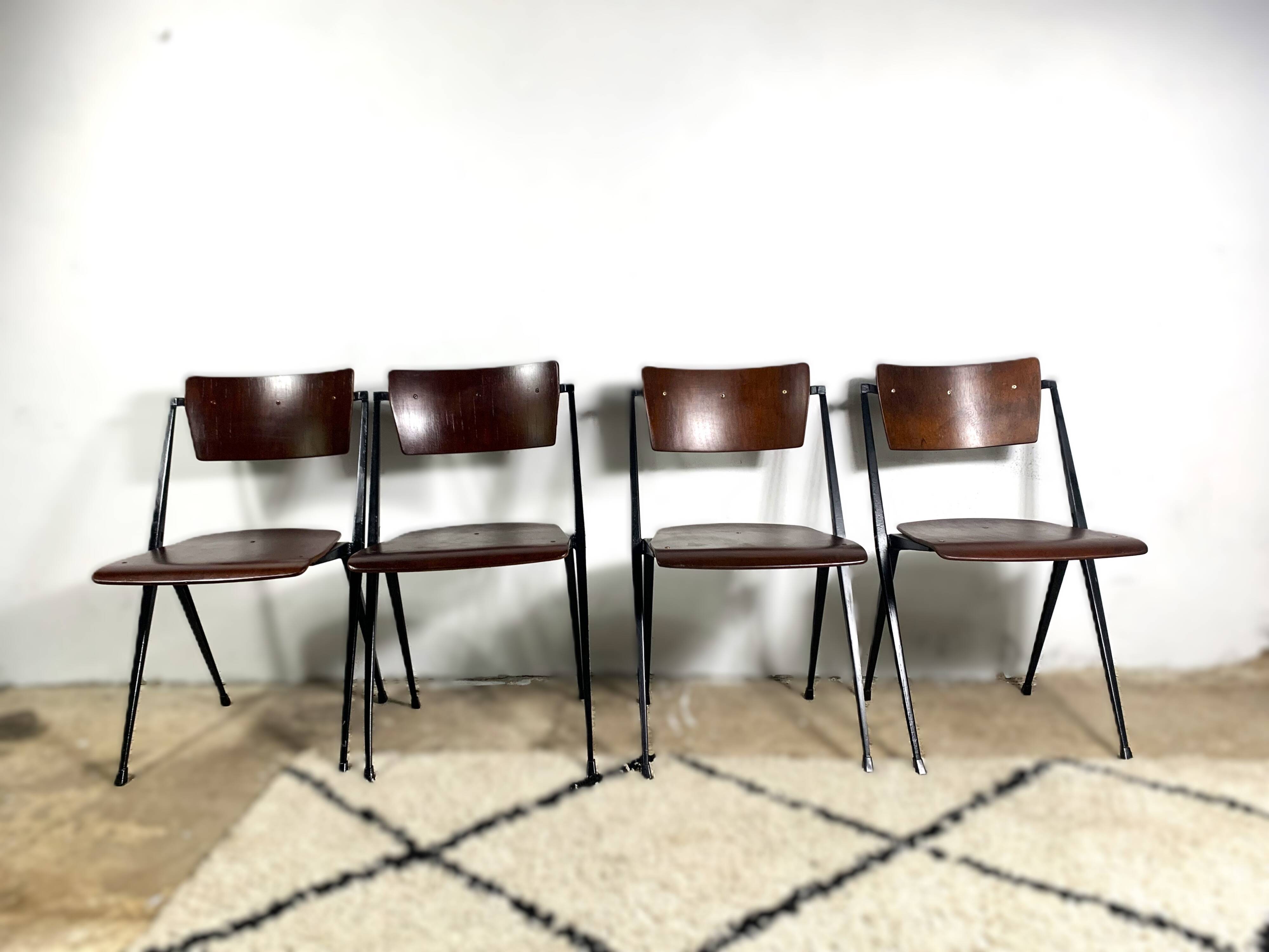 Pyramid Chairs By Wim Rietveld, Set Of 4