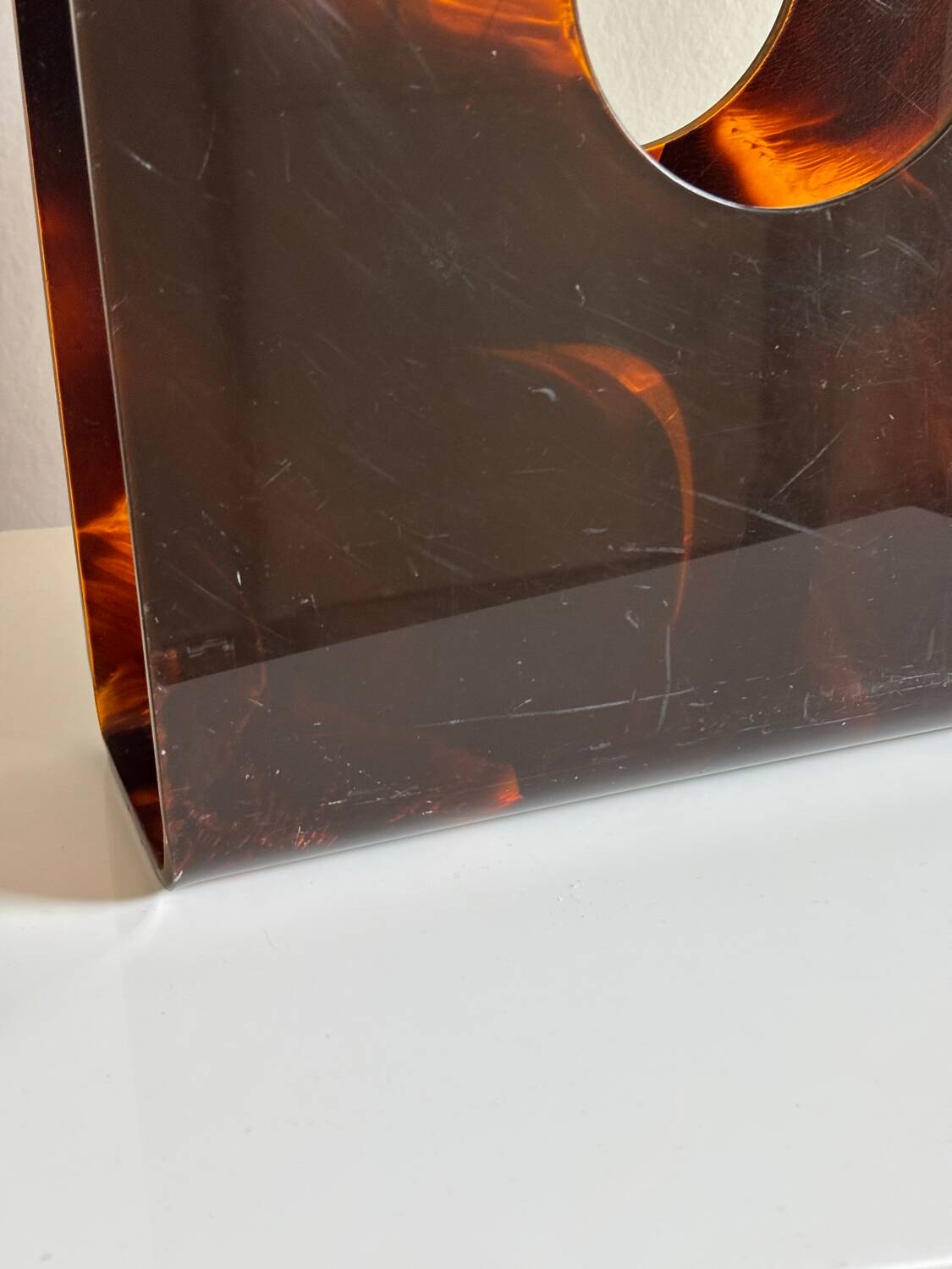 70s plexiglass magazine rack