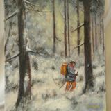 Painting on canvas winter scene 60 x 50