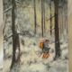 Painting on canvas scene in winter 60 x 50