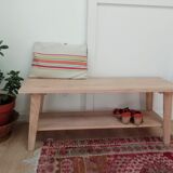 Massive oak bench with compass feet