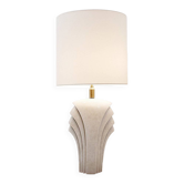 Grande lampe de table blanche en céramique en forme d'éventail - Style art déco
