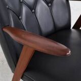 Danish teak and skai armchairs, Erhardsen & Andersen 1960s